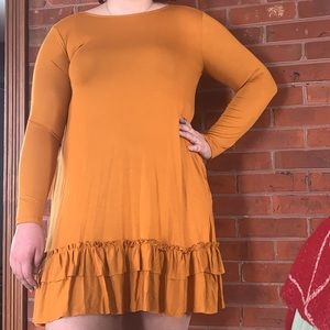 Zenana outfitters yellow long sleeve ruffle midi dress